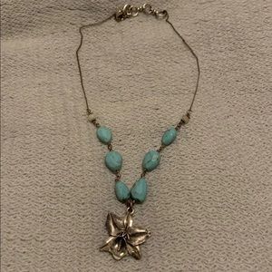 Lucky Brand Silver Lily and Turquoise Necklace